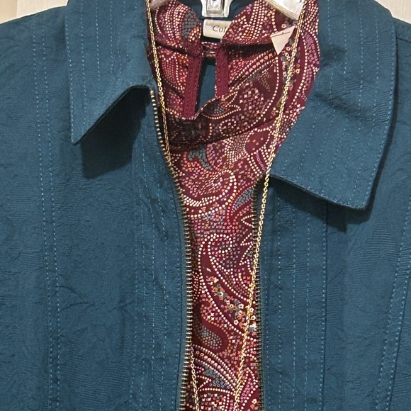 Lake Teal Green Jacket Blazer Coat Dark Teal Full Zip Up + Pockets Size Large - Picture 2 of 15